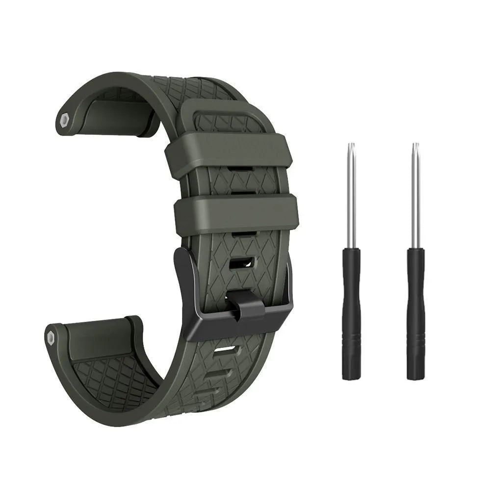 Jiaming 26mm silicone sports watch strap with stainless steel buttons in multiple colour options