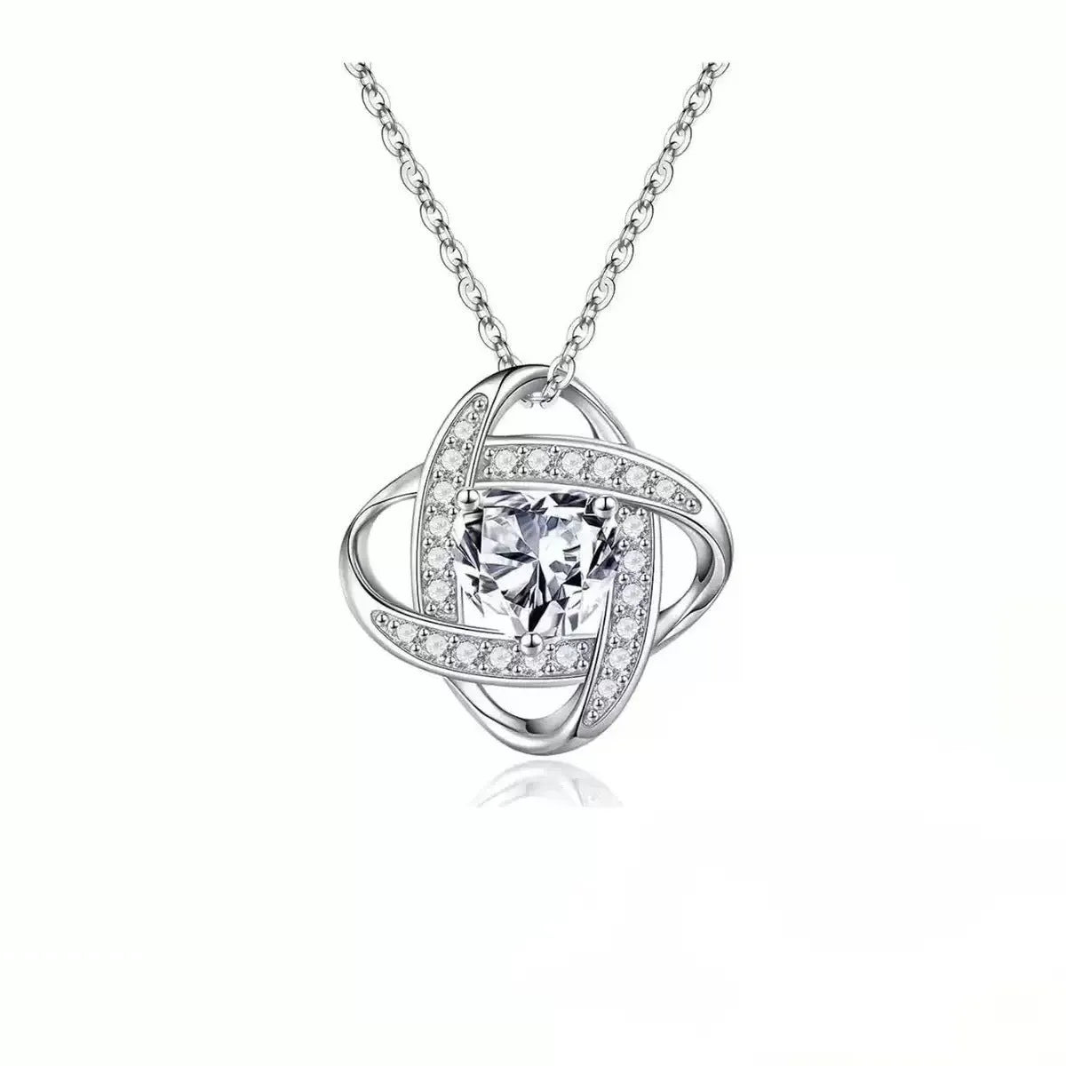 Women's copper love heart necklace with electroplated finish shown in one of five platinum colour options.