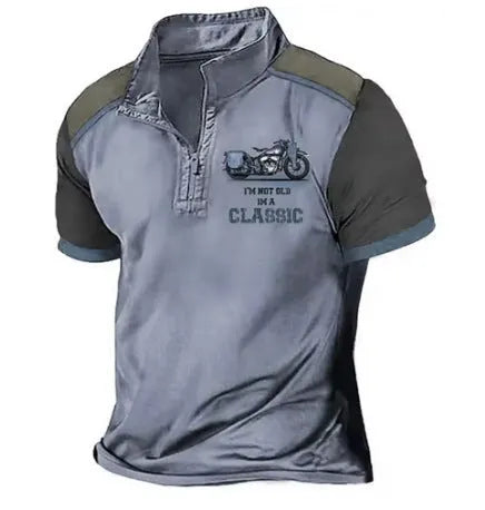 Golf polo shirt with 3D printed design on polyester bird eye fabric in loose fit pullover style