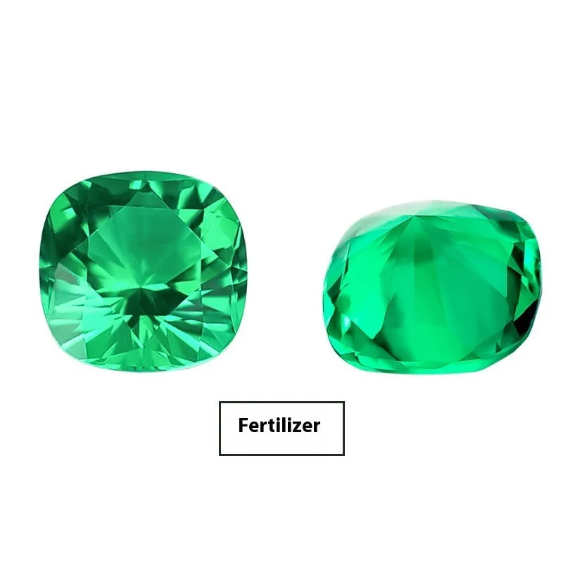 Cultivated emerald gemstone in Columbia green treasure colour showing round and rectangular shape options