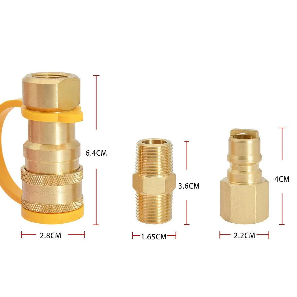Brass gas propane conversion charging connector with 3/8-inch American standard thread in gold colour
