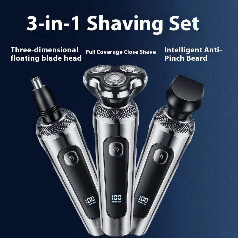 Digital USB rechargeable beard trimmer with washable design and five-in-one base bracket