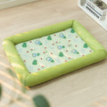 Pet dog cooler sandwich enclosure mat in Oxford cloth with print design, size L, colour avocado green, on floor