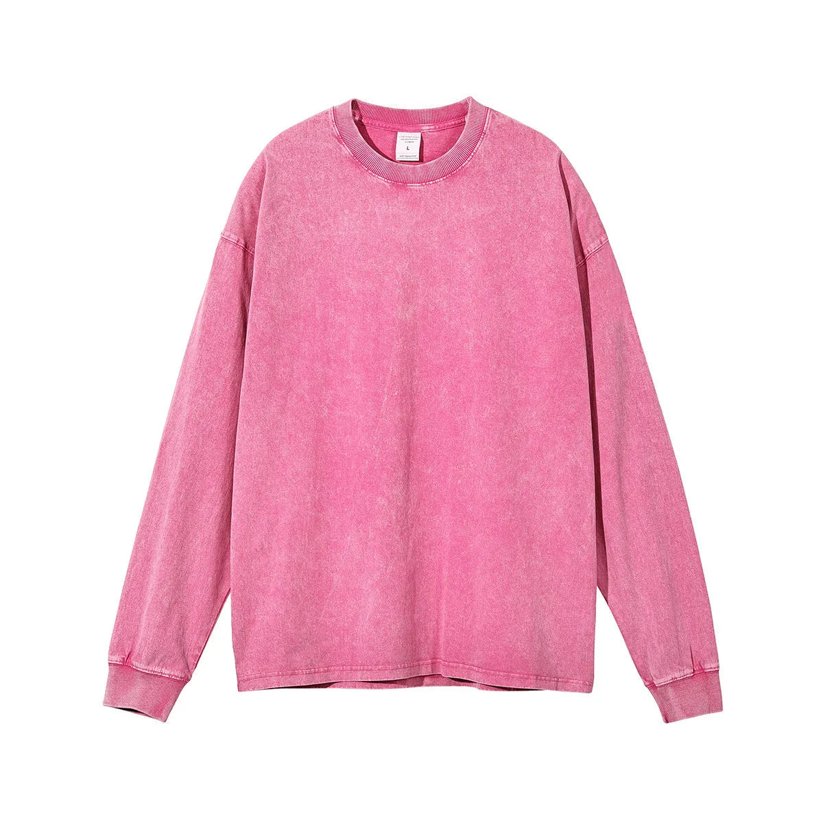 Men's vintage washed cotton pullover in batik print colours with long sleeves and loose fit