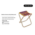 Black aluminium alloy folding camping stool shown in folded and unfolded positions.