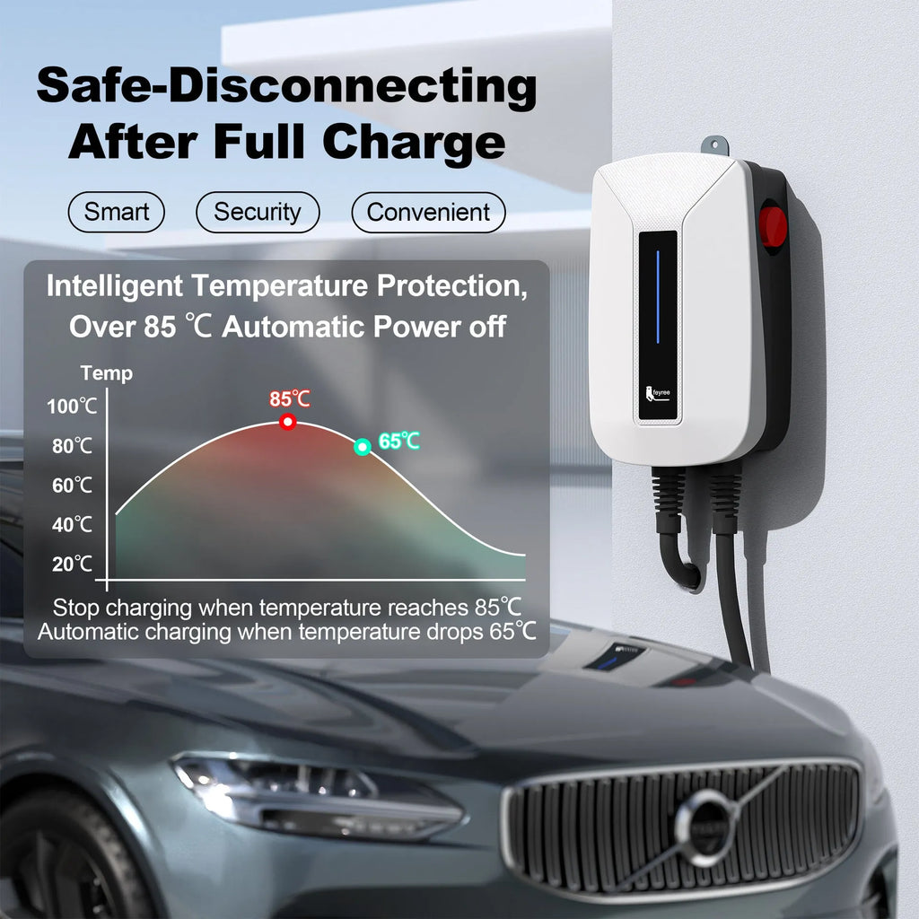 7KW European standard EV charging pile with PC shell, 5m gun line, and LED indicator, IP65 rated