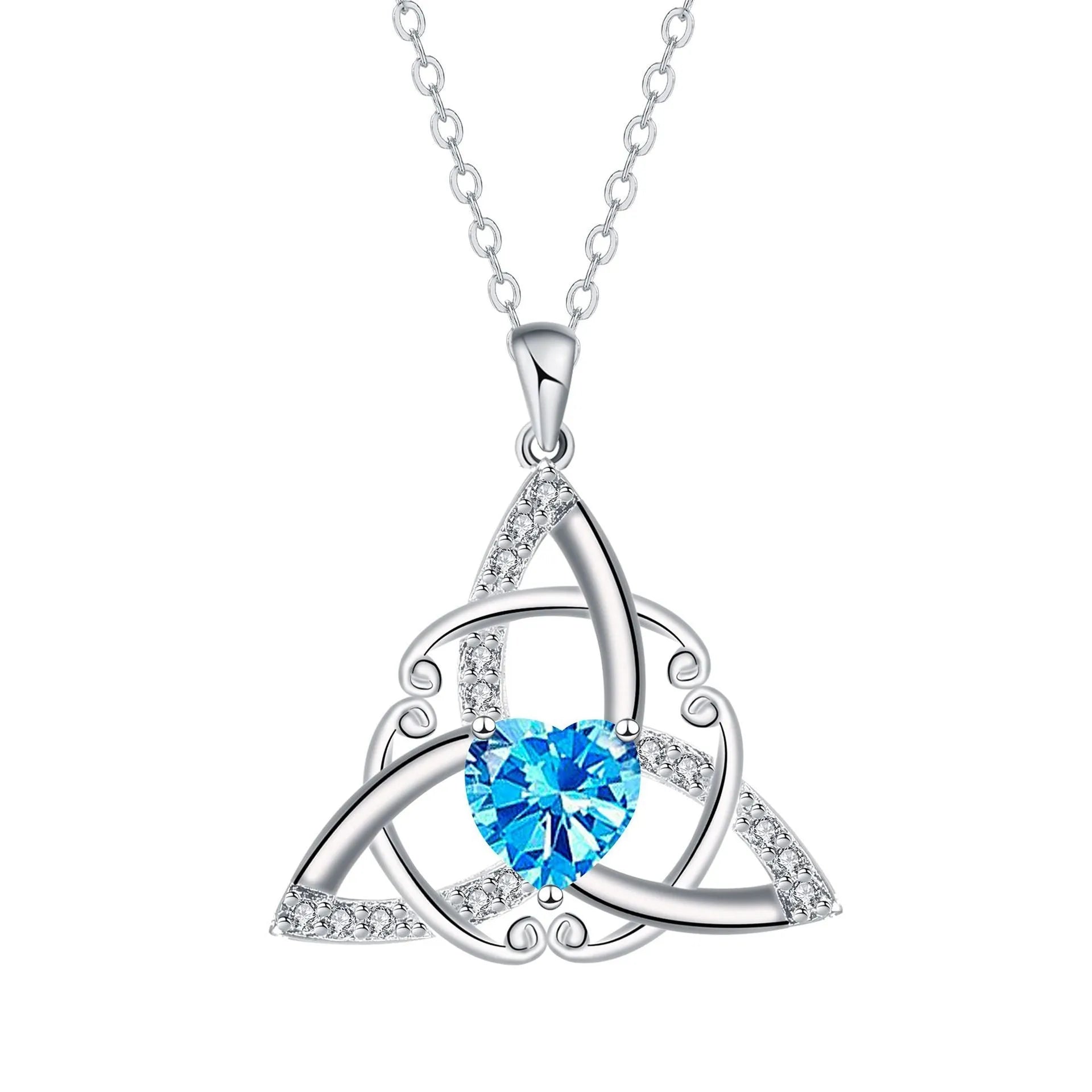Women's Celtic knot pendant necklace in electroplated copper with geometric design