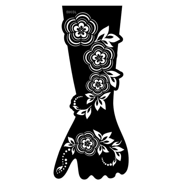 Geometric hollow template tattoo sticker with machine-cut edges and three-dimensional paper carving texture