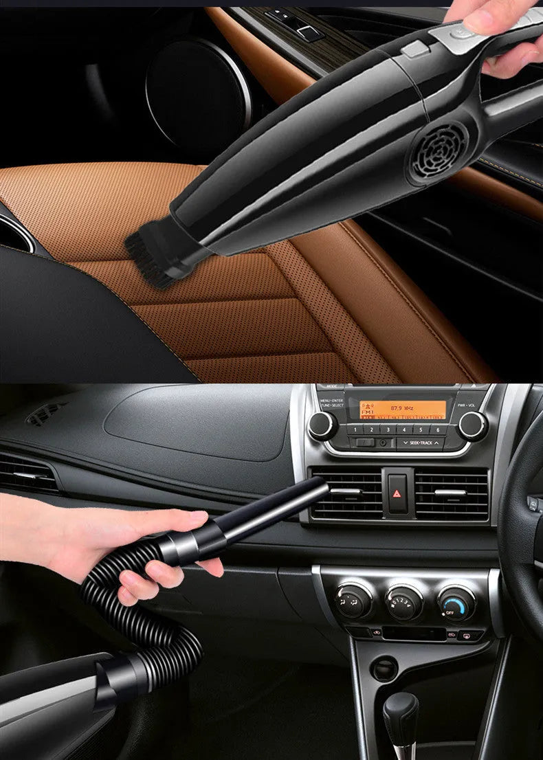 Black and orange 12V car vacuum cleaner with cigarette lighter plug