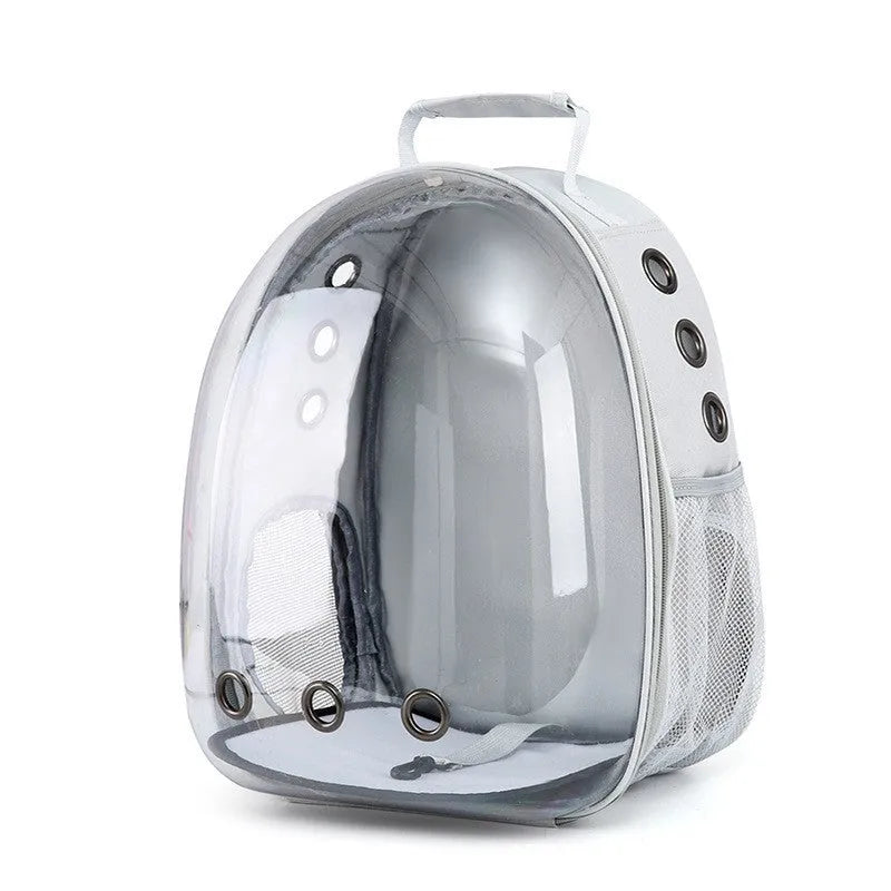 Grey PC astronaut-style cat carrier bag with side opening and large interior space.