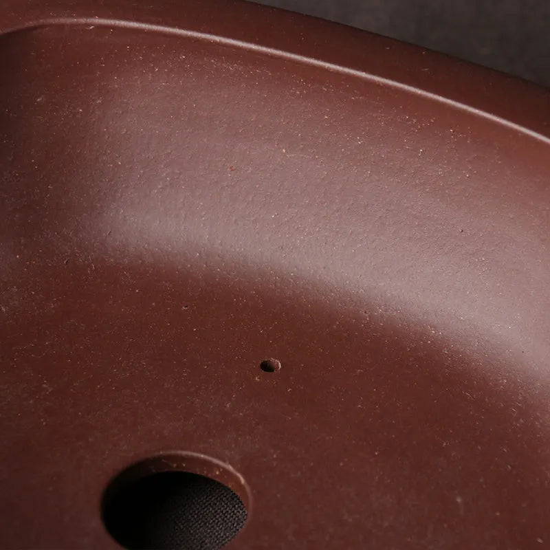 Handmade purple clay bonsai basin with classical Chinese style measuring 25×20×7cm