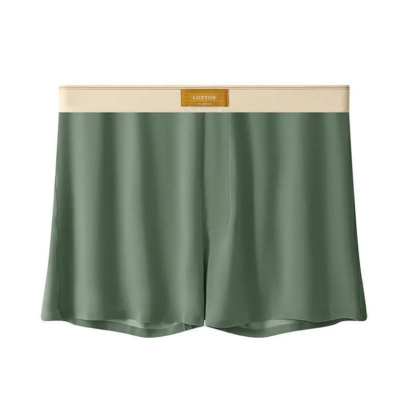 Men's loose fit ice silk underwear in solid colours showing mid-waist design and breathable fabric texture.