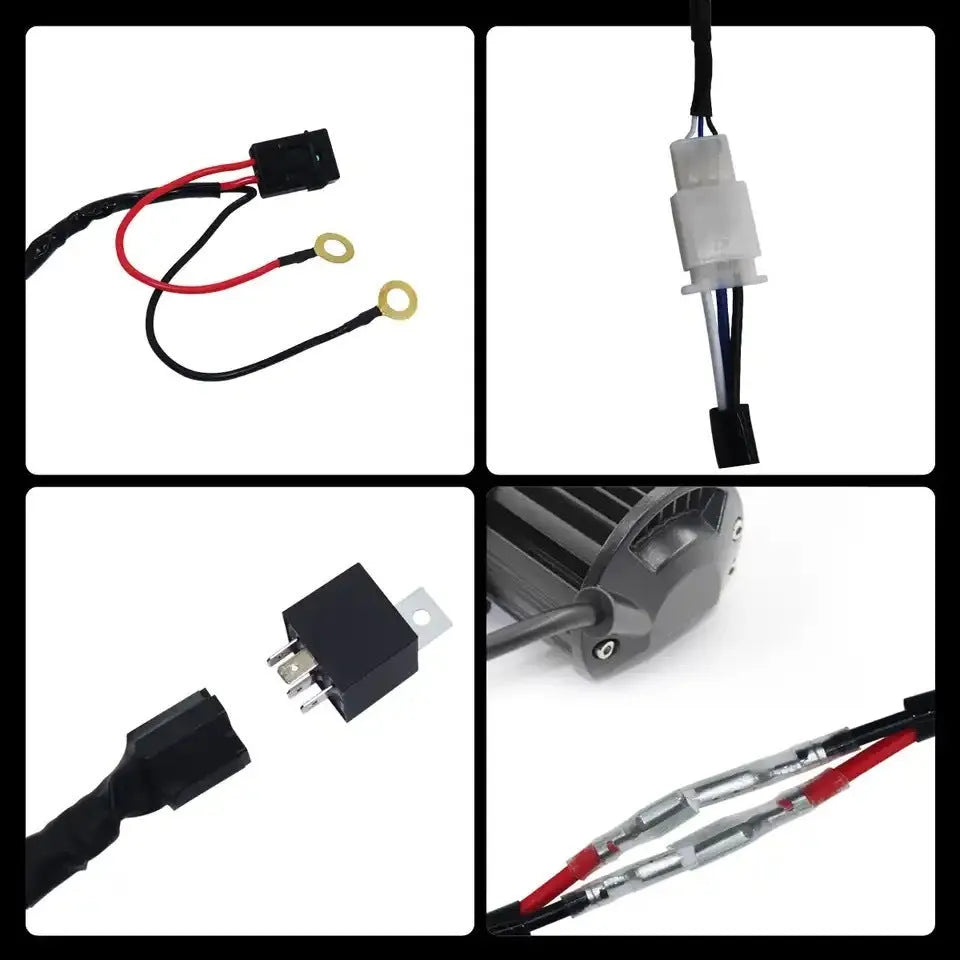 One drag two 2 m silicone LED roof spotlight wiring harness for automotive work light installation