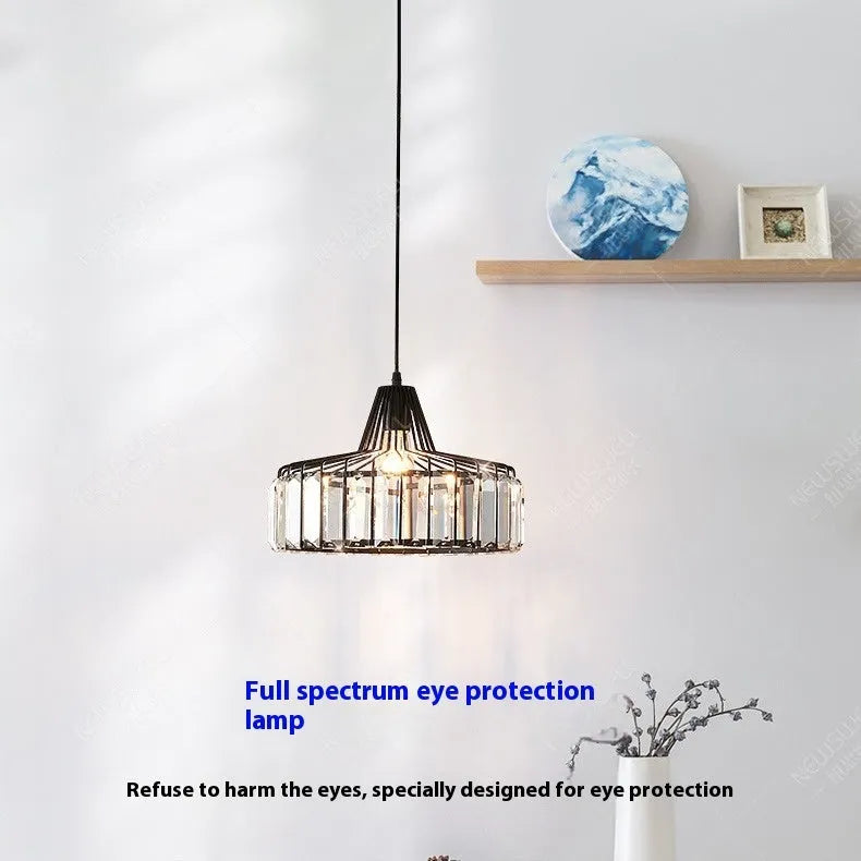 Modern black and gold crystal chandelier ceiling lamp with LED lights in various sizes.
