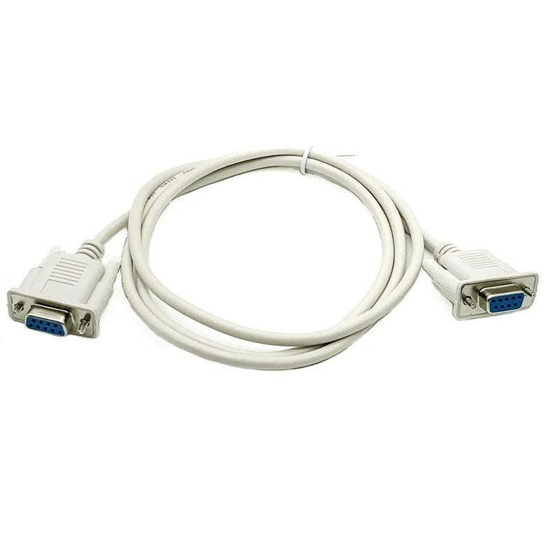 Female to female RS232 serial cable with DB9 connectors, 1.5m length, milky white colour