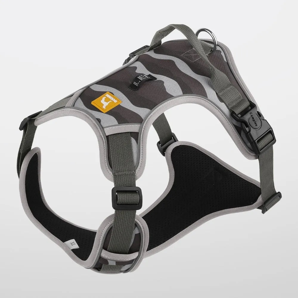 Reflective dog harness with hand-holding rope in oxford cloth fabric showing army green colour option