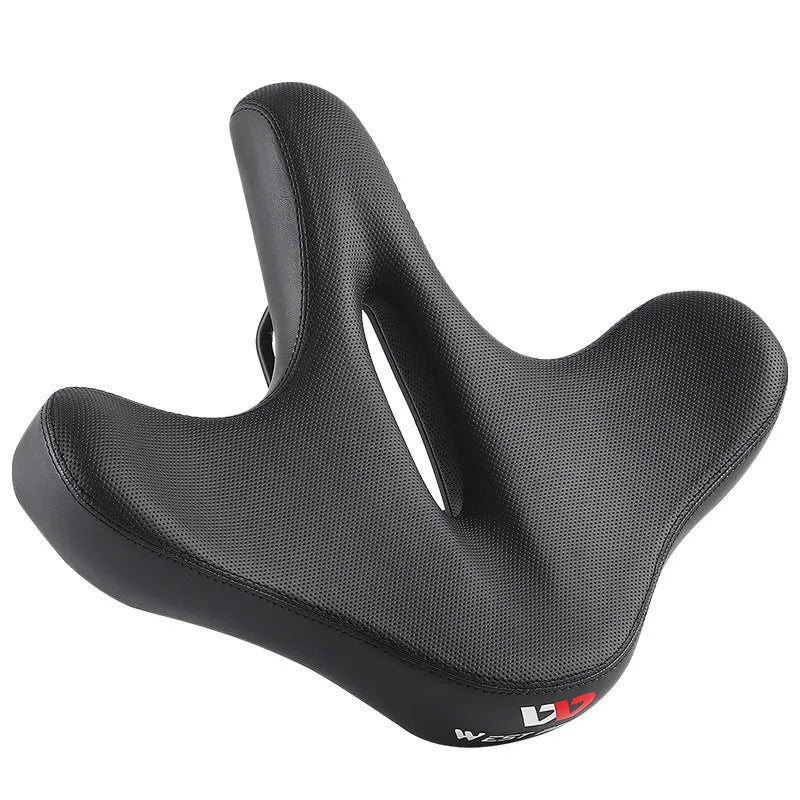 Black mountain bike seat cushion with shock-absorbing foam padding for ordinary bicycles