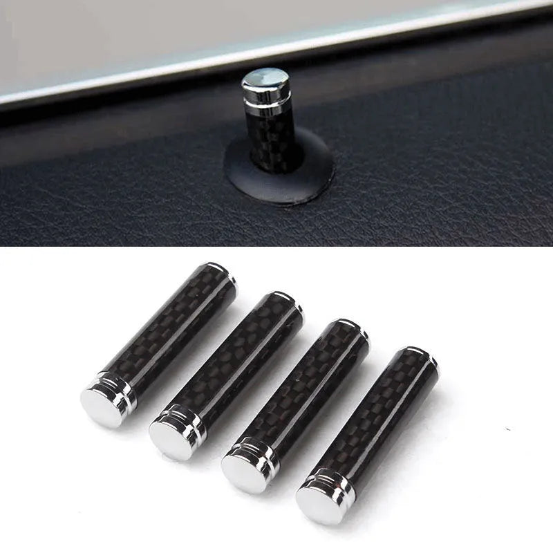 Four carbon fibre and metal car door handle decorative covers for direct replacement installation.