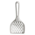 Grey plastic cat litter scoop with cleaning comb and separate storage base