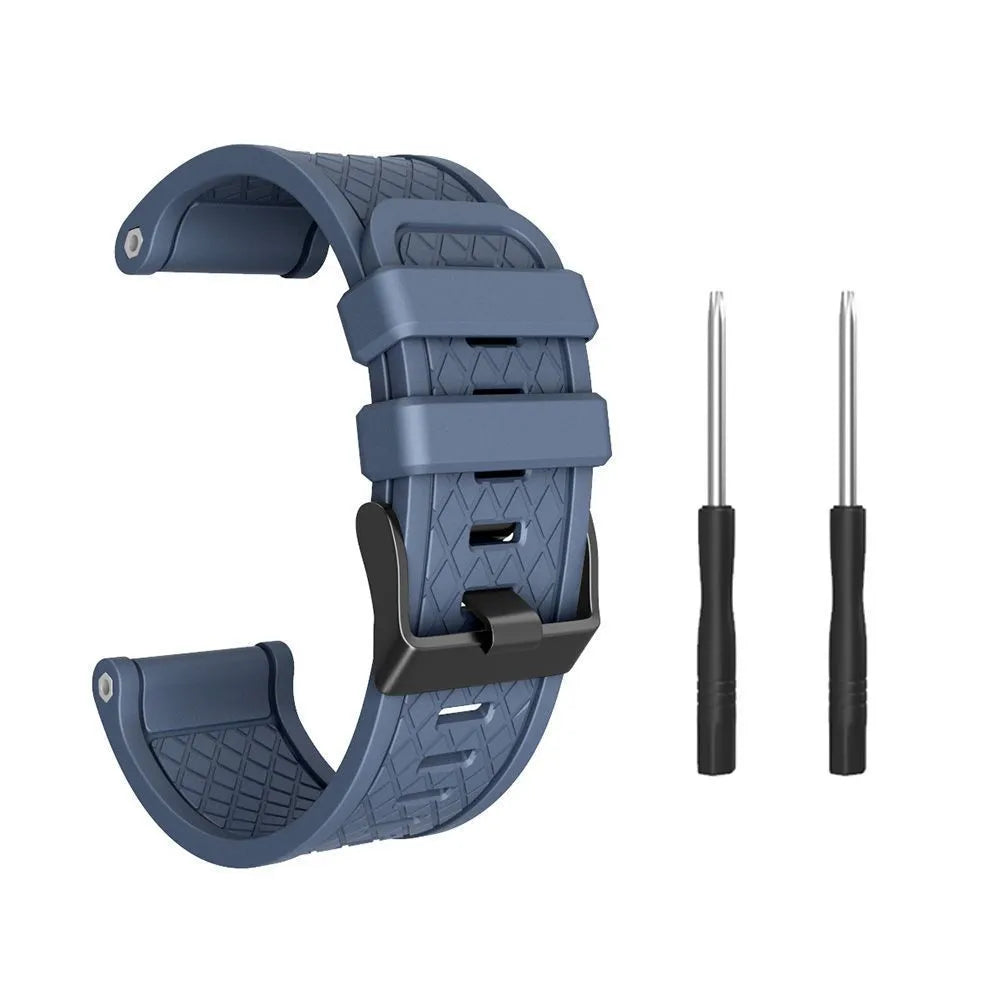 Jiaming 26mm silicone sports watch strap with stainless steel buttons in multiple colour options