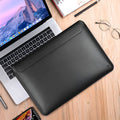 PU leather notebook liner protective case in dark blue with soft handle and hook-and-loop closure, size for 13.3 inch laptop