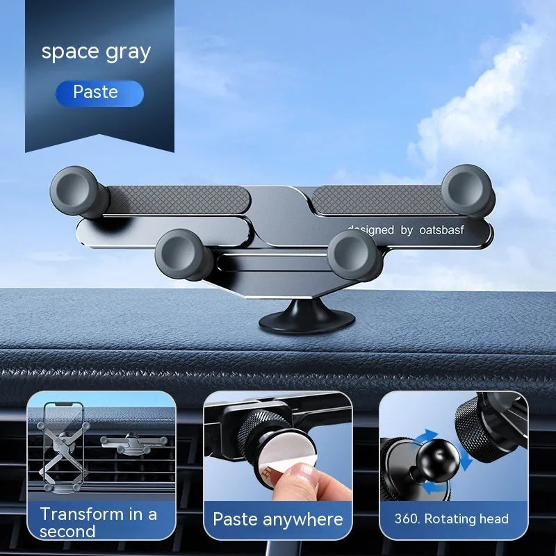 Silver alloy car air vent phone mount bracket with snap-on clips