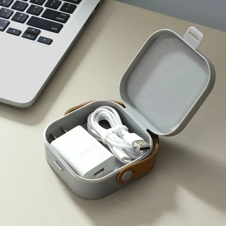 Medium polypropylene storage organiser box with lid for cables and headphones in solid colour options.