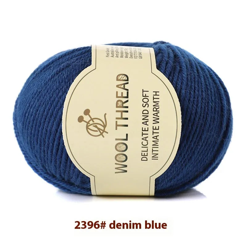 Roll of woolen knitting yarn thread for hand knitting with size 10 needles in various colour options