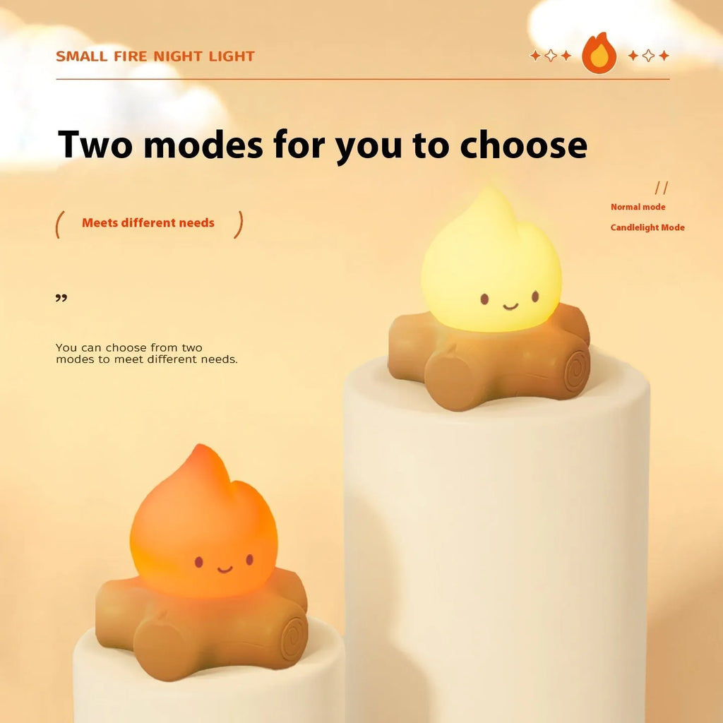 Small cartoon-style silicone night lamp showing yellow light with optional Chinese or English text display