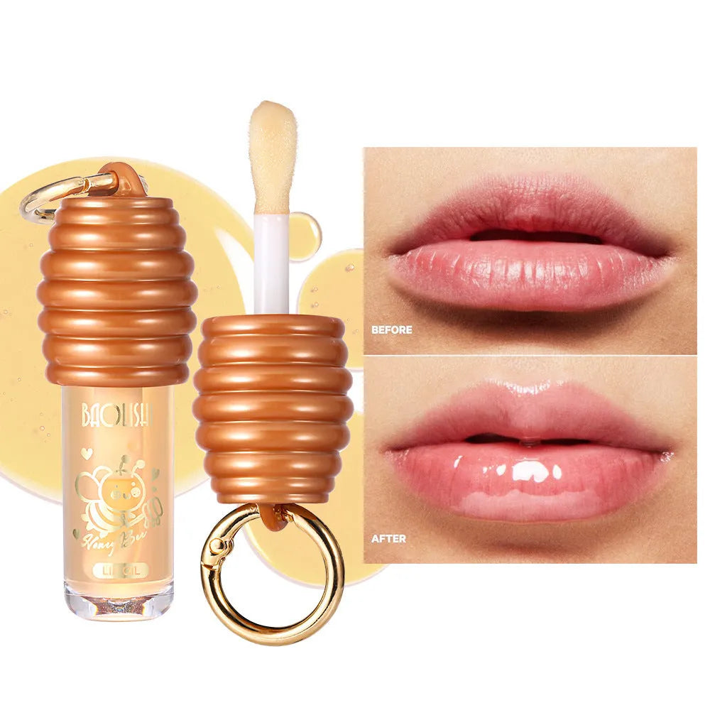 Honey lip gloss portable keychain with built-in mirror for handbags and pannier bags