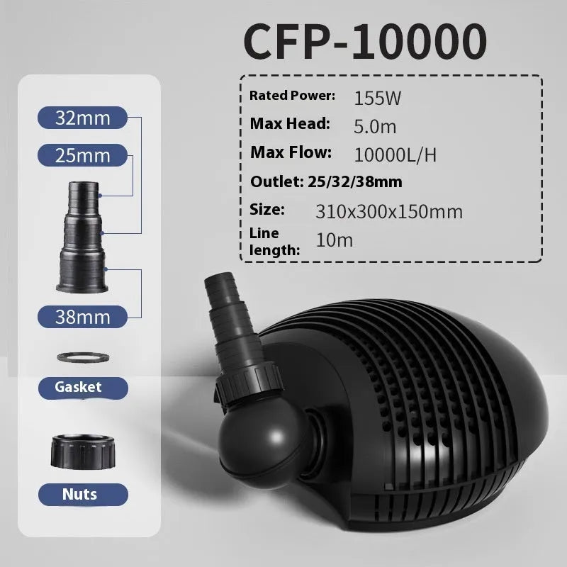 CFP series fish pond filter pump with horizontal plastic housing for aquarium and outdoor pond water circulation