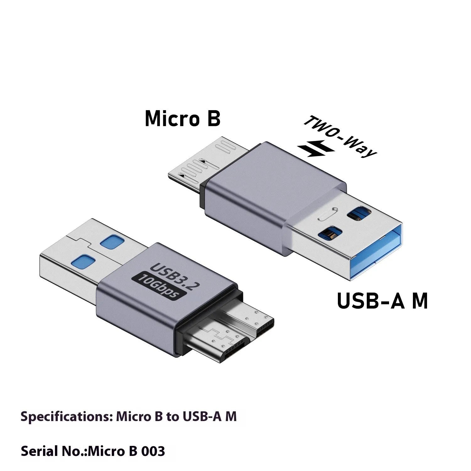 USB adapter converter showing Type-C and USB-A to Micro-B male and female interfaces for data and charging