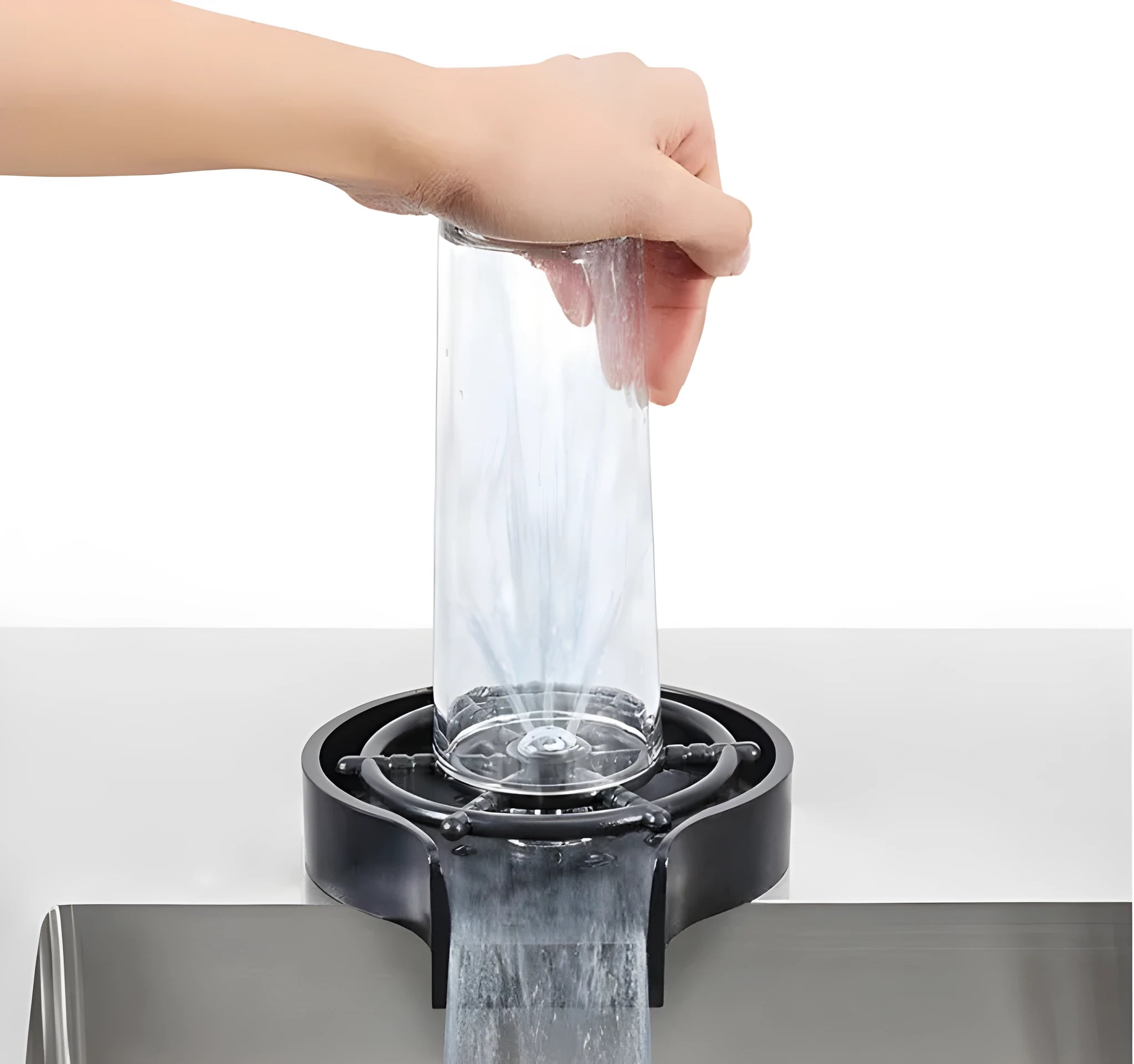 Black high pressure stainless steel glass washer with ABS base and copper hose