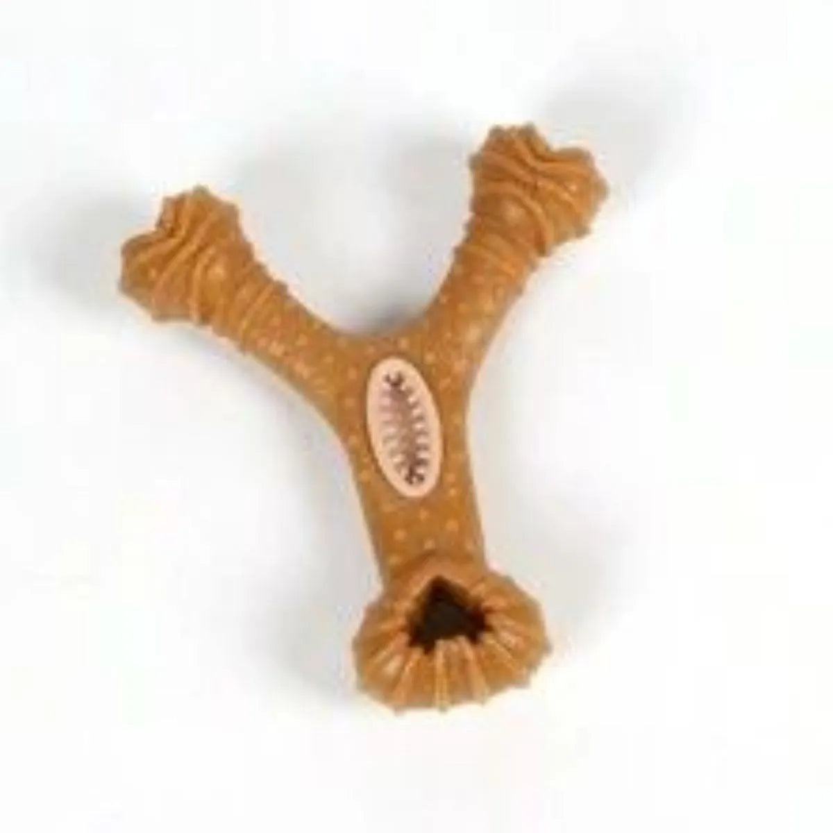 Durable rubber dog chew bone toy in Y-shape and 8-shape designs for teeth cleaning