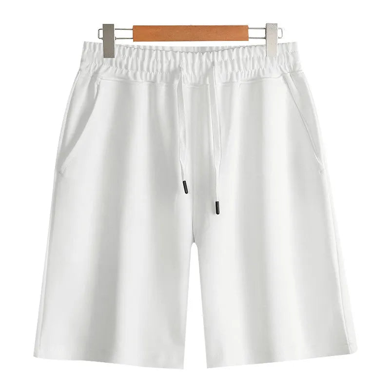 Cotton summer shorts with micro-elastic fabric in straight cut design showing colour options
