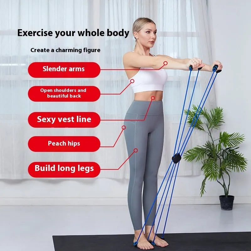 Blue eight-character TPR resistance puller for shoulder fitness exercises.