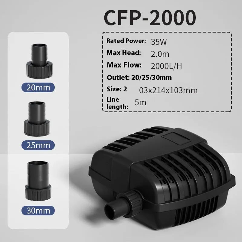 CFP series fish pond filter pump with horizontal plastic housing for aquarium and outdoor pond water circulation