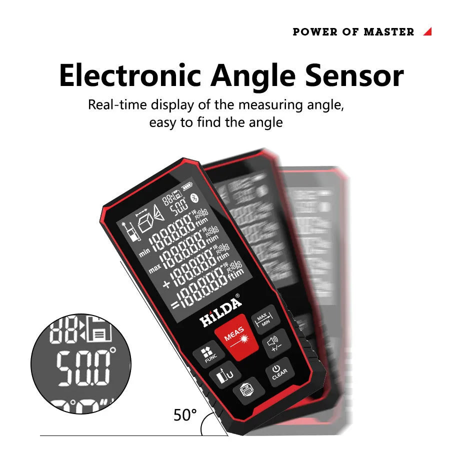 Laser rangefinder device for measuring building and room distances up to 120 metres