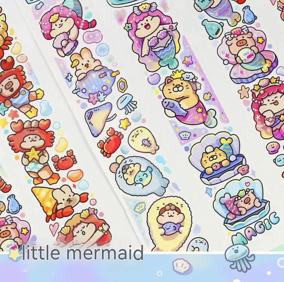 Cute cartoon character decorative sticker printed on Japanese paper for medical packaging.