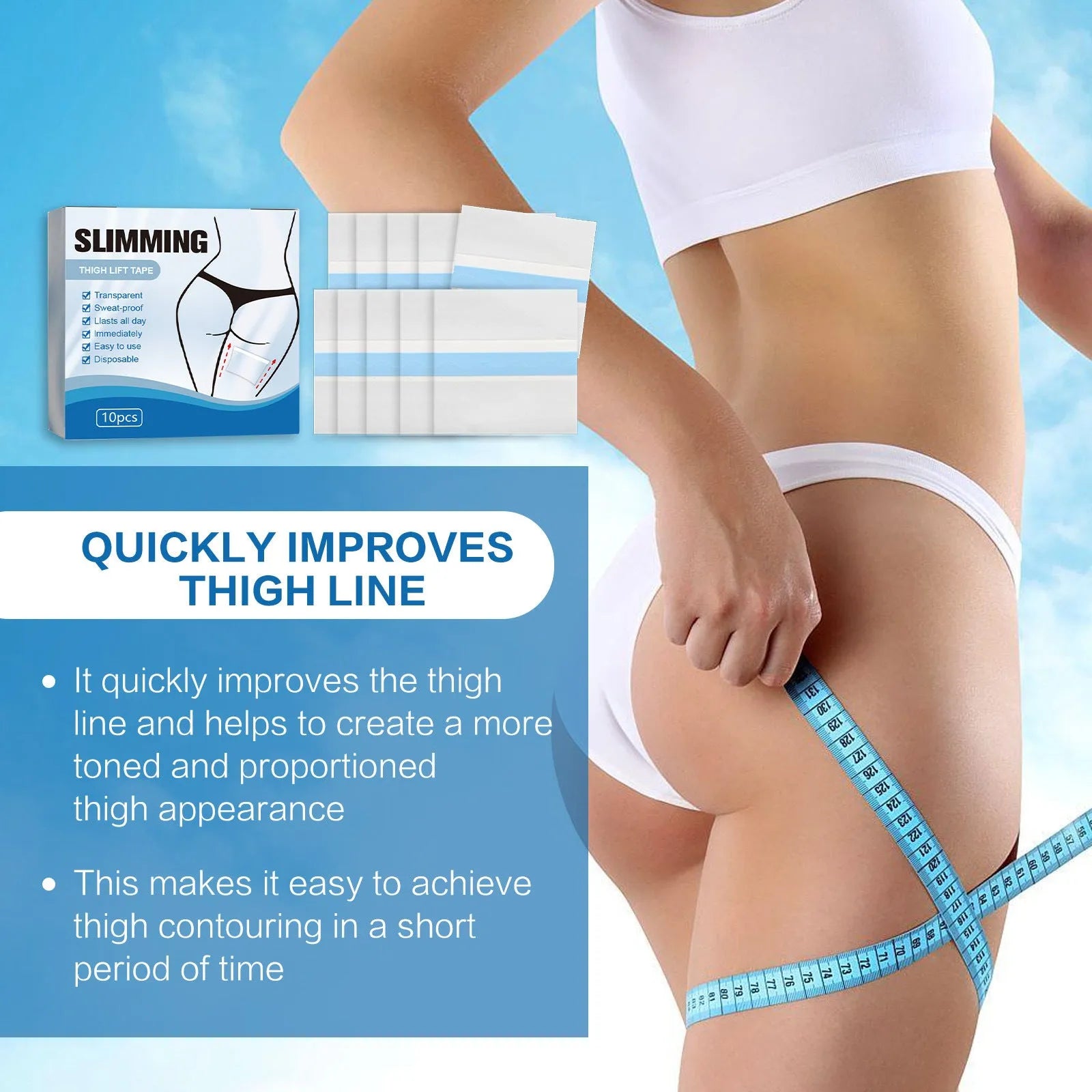 Box of 10 body shaping sticker patches measuring 12cm by 12cm for navel application