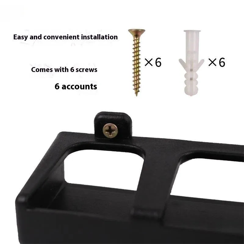 Black ABS plastic wall mounted fishing rod holder with self tapping screws