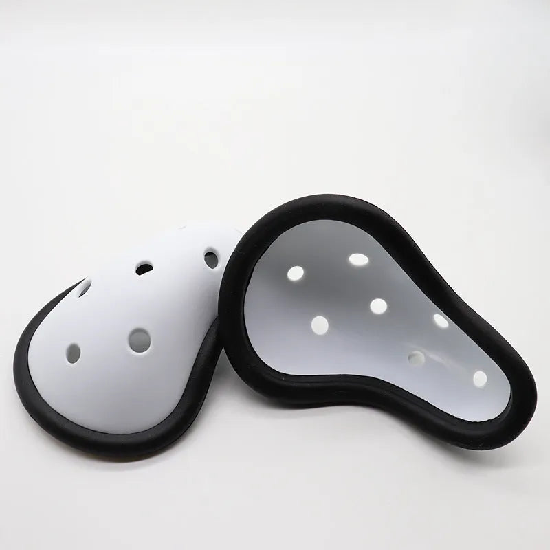 Rubber sports genital protector for adult and children's use in hockey, rugby, boxing, and martial arts