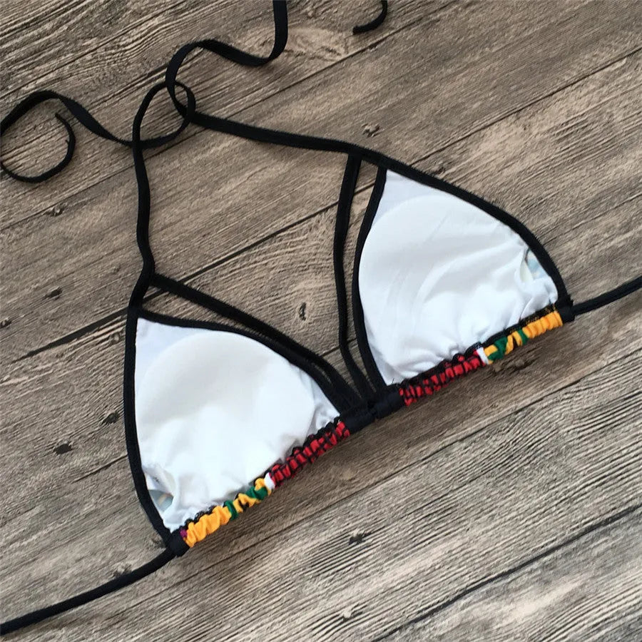 Women's high waist digital print swimsuit set with backless design and quick-dry properties