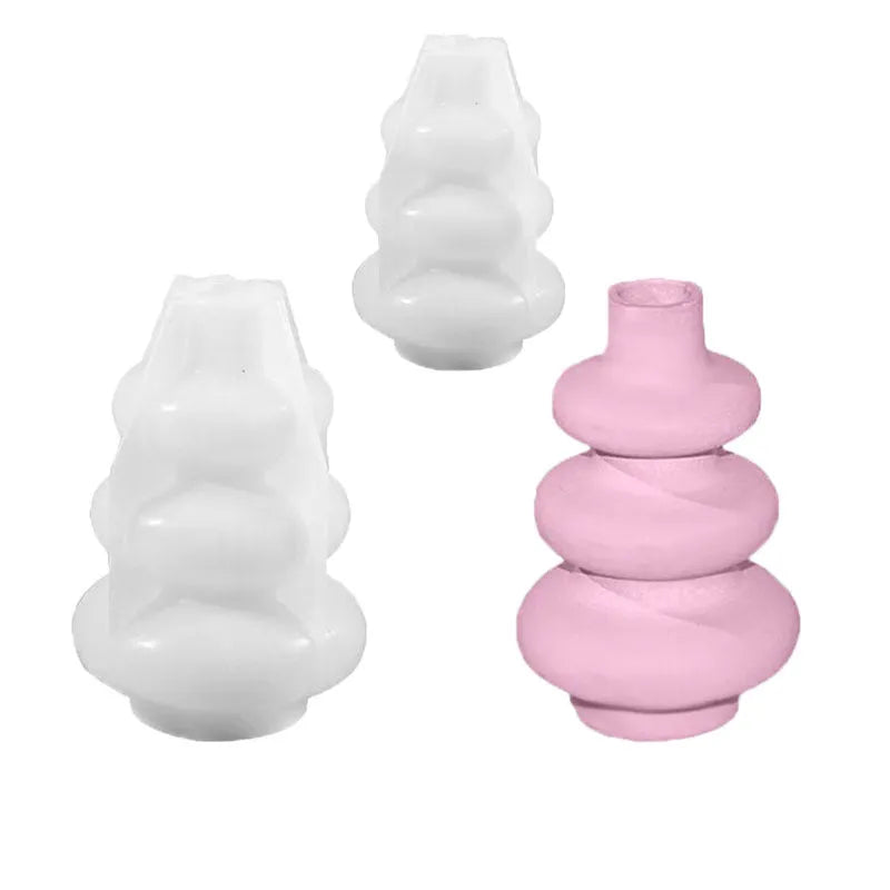 Three-layer circle vase silicone mould showing irregular shape in modern simplicity style
