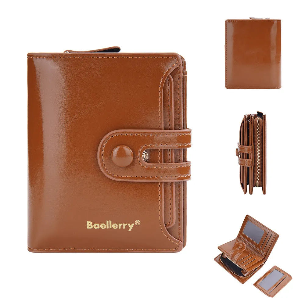 Women's PU leather card holder wallet with polyester lining in multiple colour options