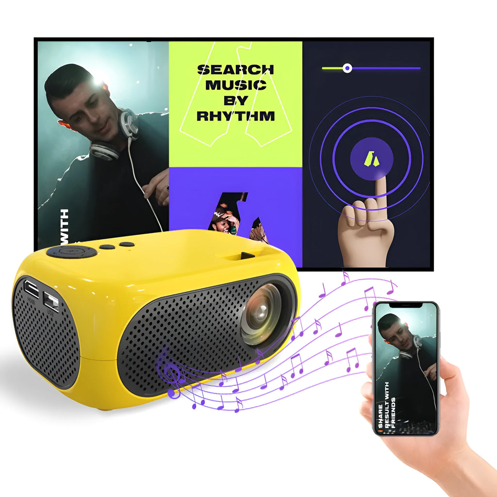 M24 micro mini portable LED projector in gold or white colour with 1080p HD support