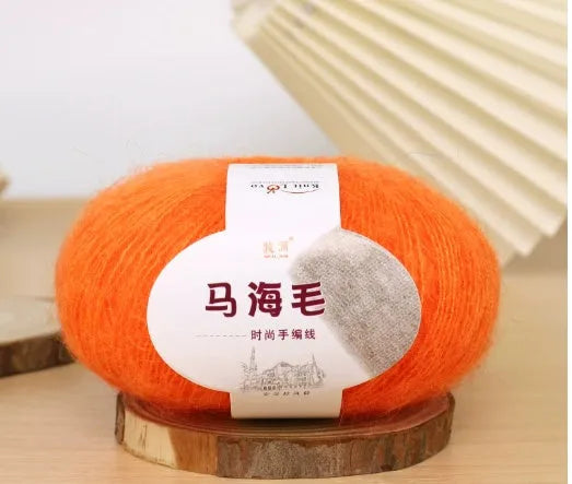 Mohair wool ball for DIY scarf knitting kit with Inverness thread in multiple colour options