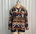 Women's retro Aztec print woolen jacket in loose fit design with long sleeves