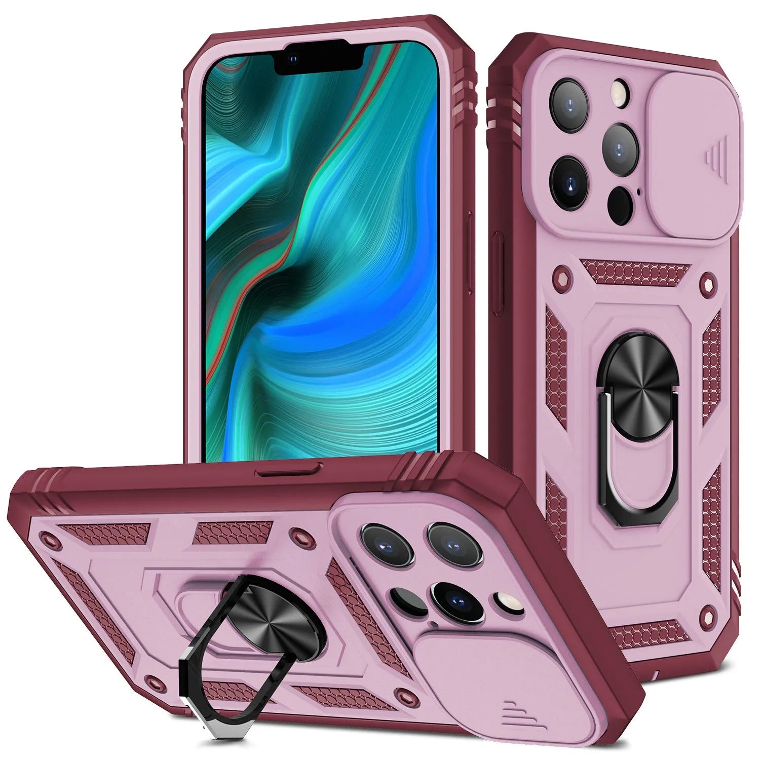 Magnetic phone case with sliding bracket for Apple iPhone in blue colour option