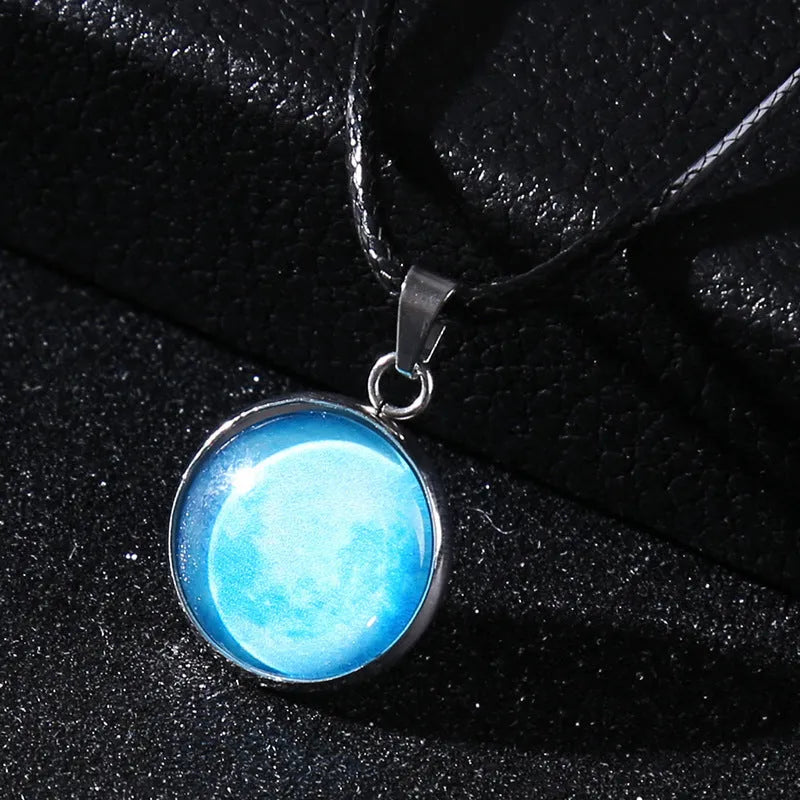 Christmas moon night sky luminous alloy pendant necklace with constellation design on adjustable chain